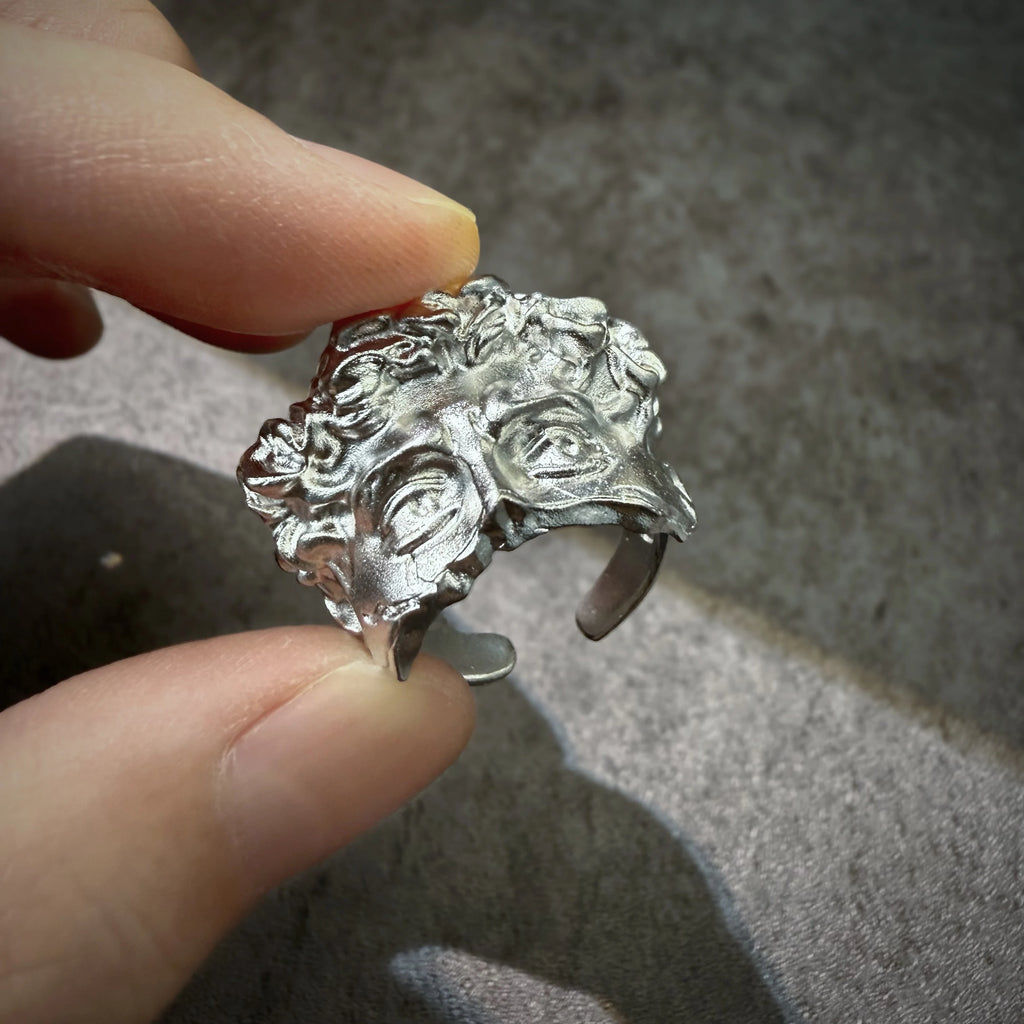 Retro Half Face David Adjustable Open Ring Unisex Gothic Copper Jewelry