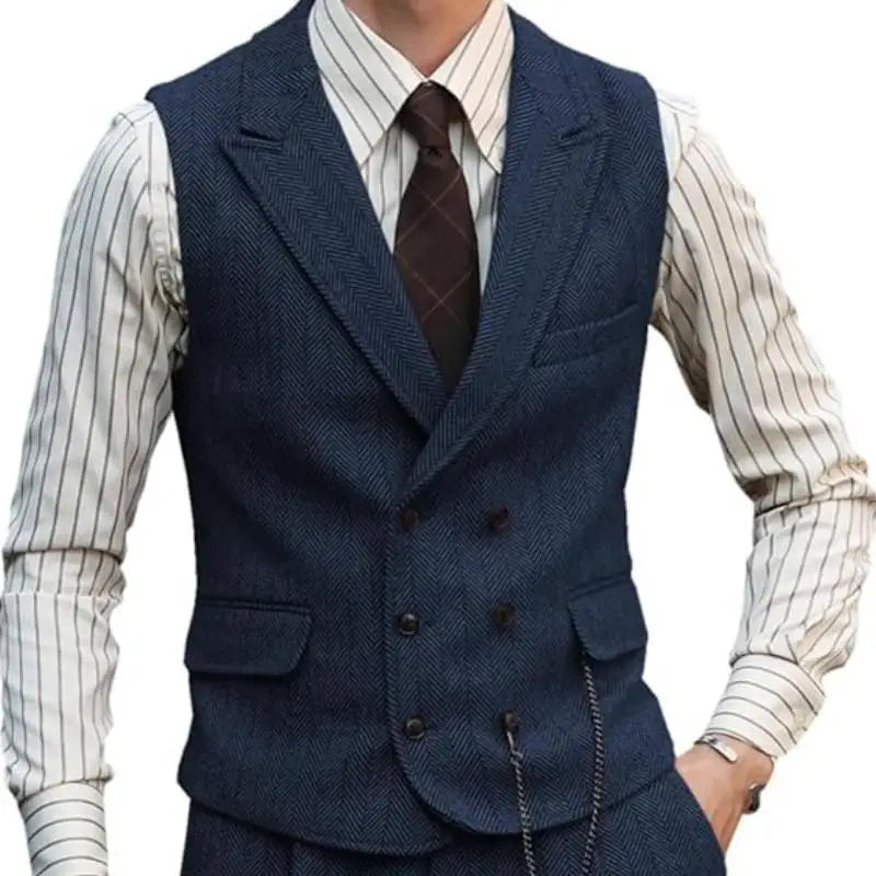 Men Suede Leather Gentleman Waistcoat Vintage Regular Slim Suit Vest
