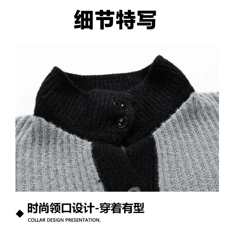 Lapel Buttoned Cardigan Thickened Loose Lapel Sweater Jacket Versatile Top