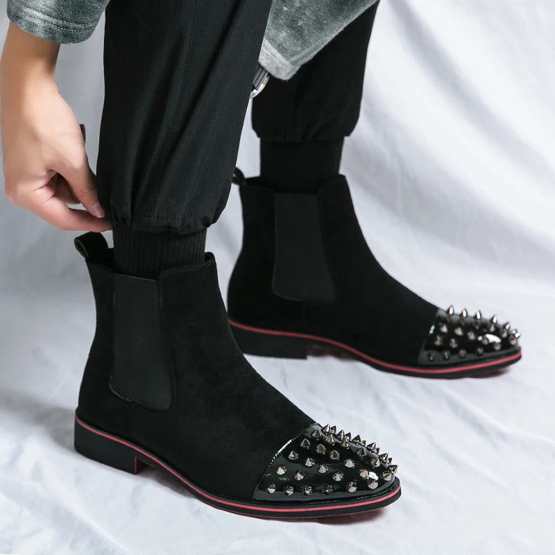 Rivets Decoration Men Suede Leather Metal Boots