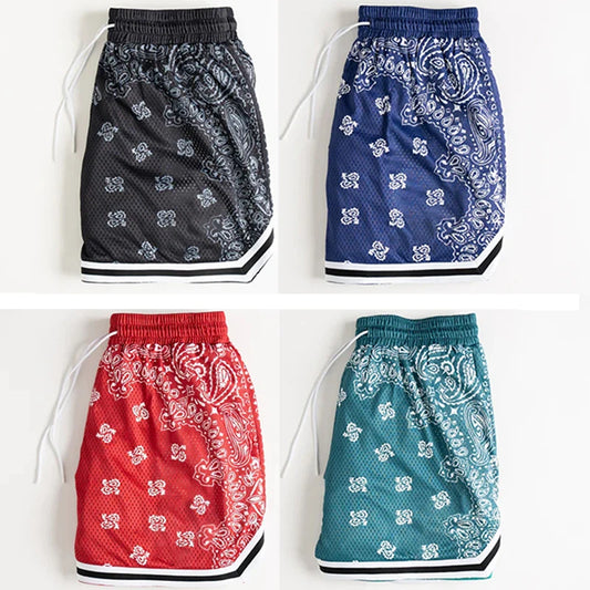 Paisley shorts men's mesh quick drying fitness outdoor training pants