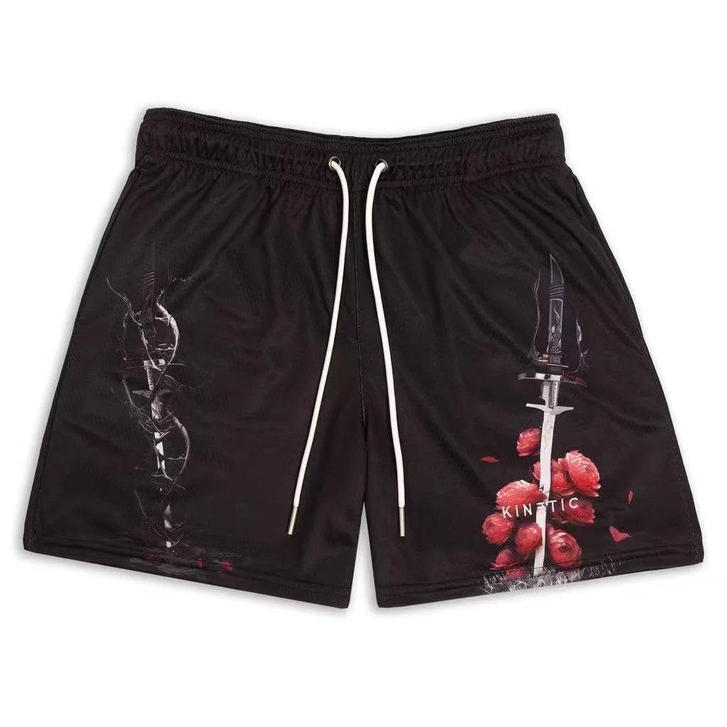 Mesh Breathable Men Shorts GYM Quick-Drying Baggy Print Summer Shorts