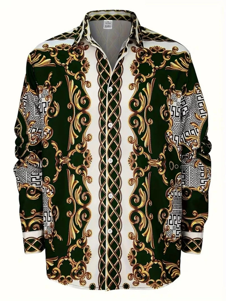 Men's lapel button-down fashionable and luxurious soft and comfortable plus size shirt