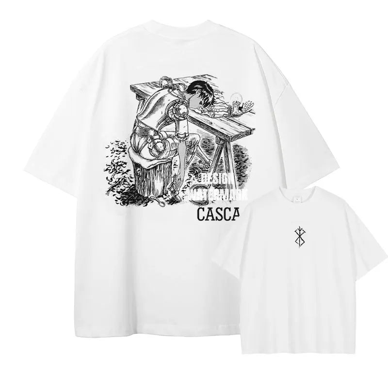 Berserk T-shirts Oversized Vintage Washed Short Sleeve Retro Manga Tops