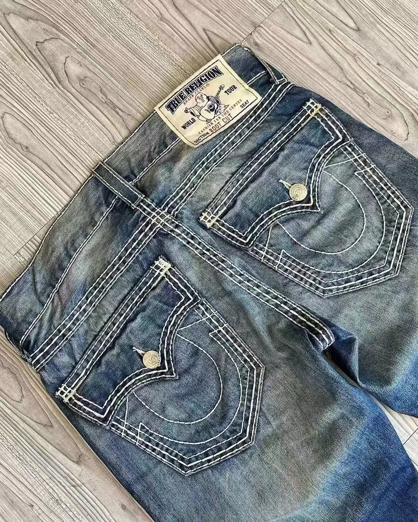 Embroidered Jeans Vintage Street Loose Casual Denim baggy pants