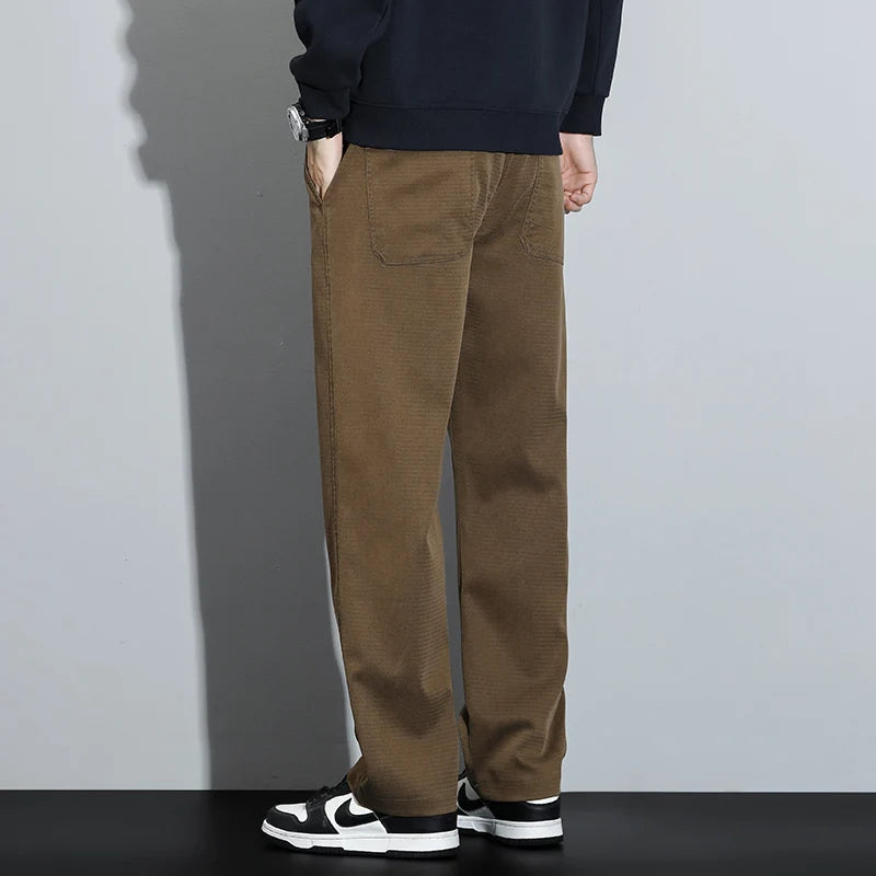 Men's Lyocell Straight Loose Elastic Waist Jeans Comfortable Pants Plus Size 5XL