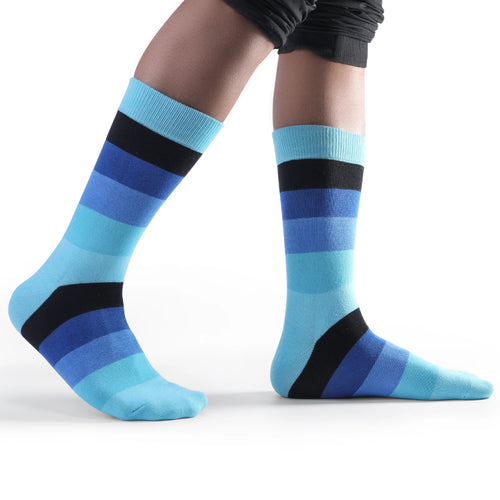 5Pairs Men's Dress Colorful Striped Combed Cotton Novelty Breathable Casual Socks
