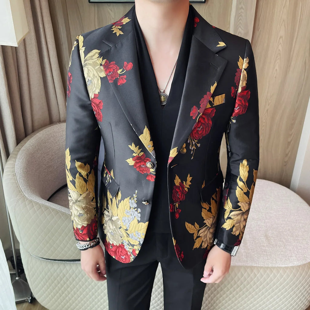 Men's fashionable versatile casual and trendy embroidered suit jacket