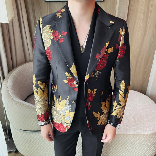 Men's fashionable versatile casual and trendy embroidered suit jacket