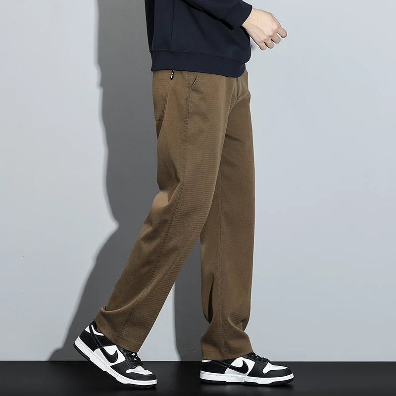 Men's Lyocell Straight Loose Elastic Waist Jeans Comfortable Pants Plus Size 5XL