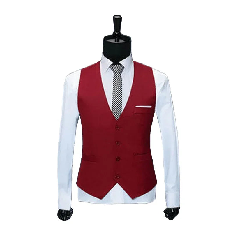 Slim Fit Suit Vests For Men Waistcoat Single Breasted Formal Jacket
