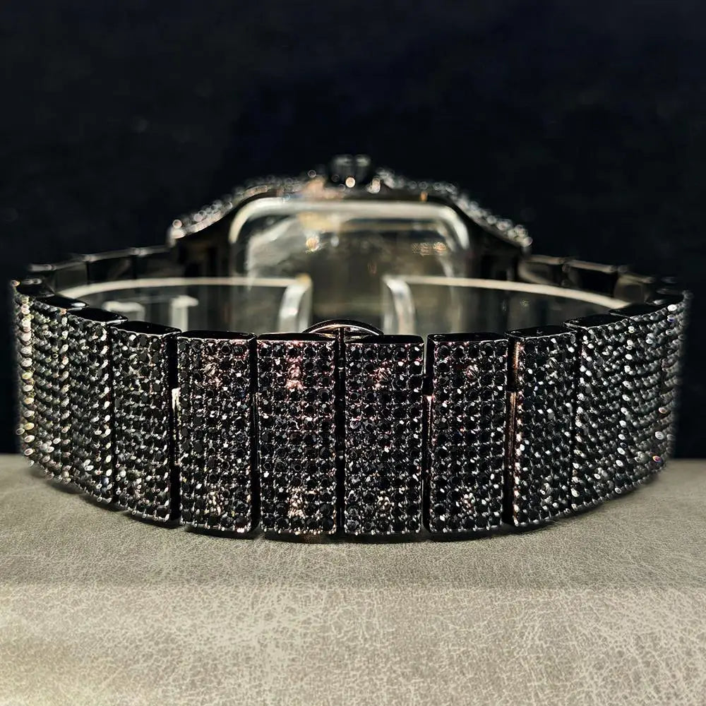 Ice Watch For Men Luxury Stainless Steel Quartz Timepiece Diamond Square Wristwatch