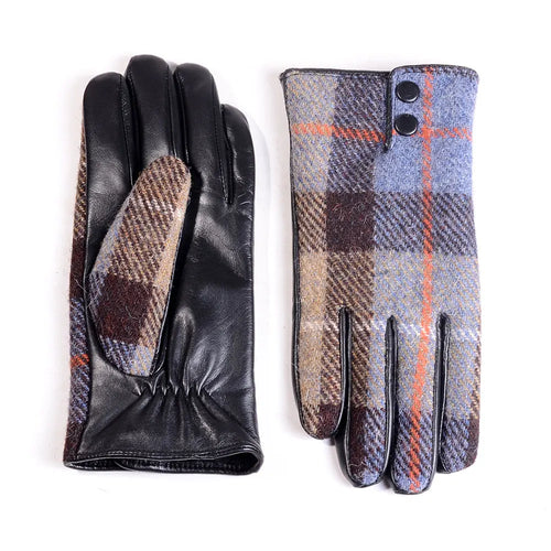 Men's Male Wool Tweed & Leather Warm Thicker Lining Short Gloves