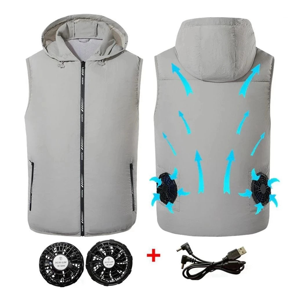 Fan Air Condition Man Ultralight Outdoor Vest  Jacket Sun Windbreaker