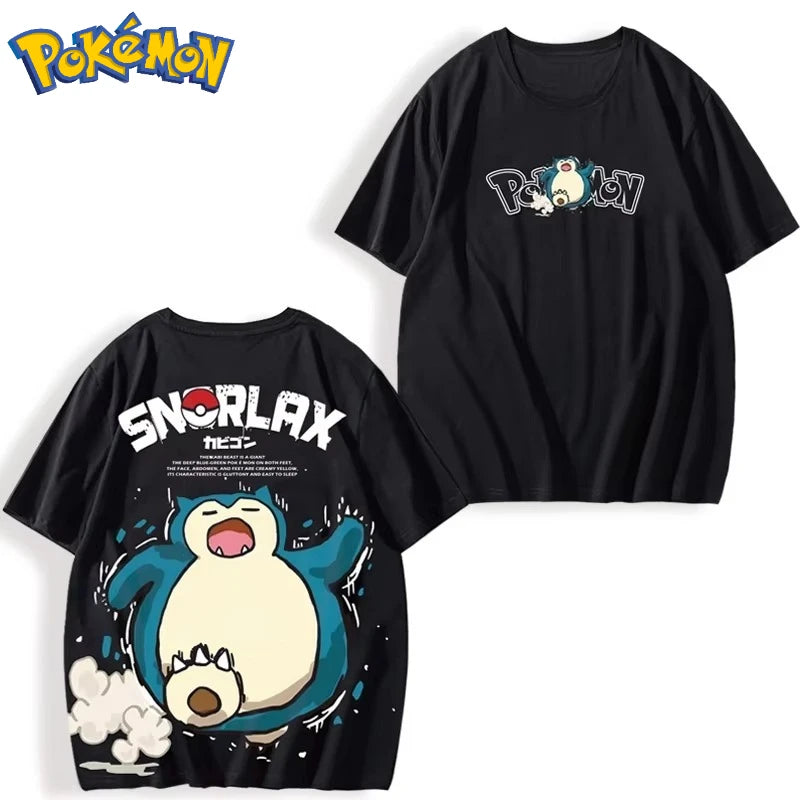 Pokémon Snorlax Printed T-shirt Unisex Harajuku Loose Short-sleeved Top