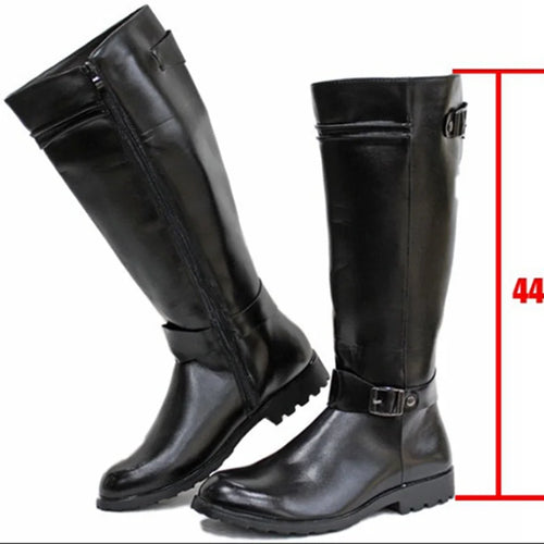 British Style Men Knight Soft Leather Long Riding Boots