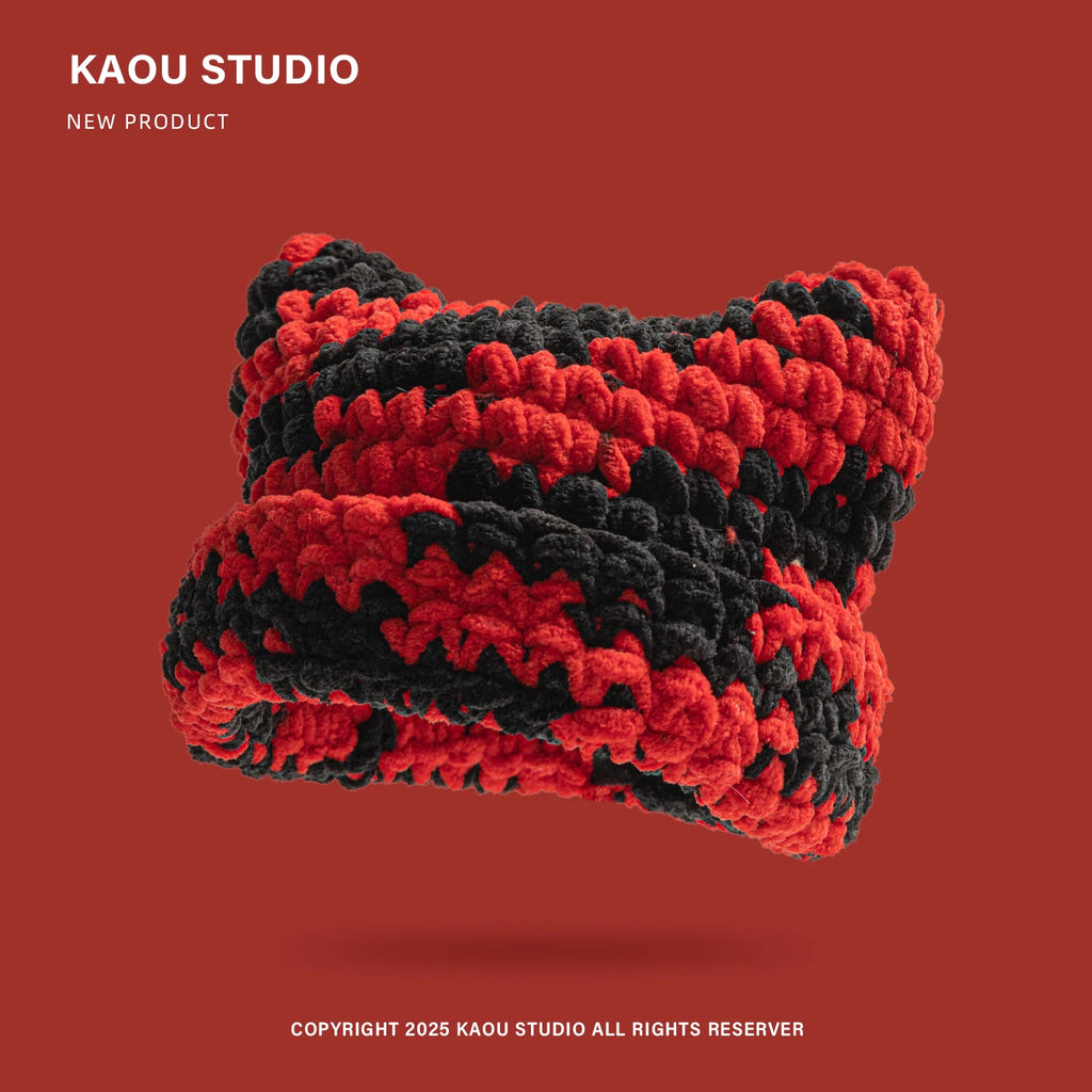 Chenille Dopamine Color Thick Yarn Knitted Beanie Unisex Warm Ear Protection Cute Cap