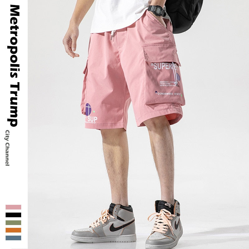 Japanese Streetwear Cargo Shorts Multi-Pockets Hip Hop Fashion