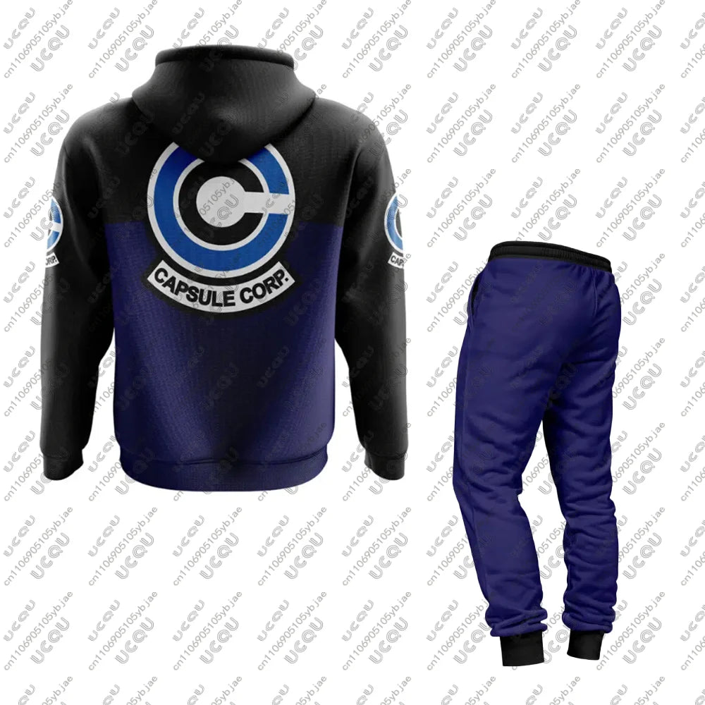 Adult Hoodie Sweatshirts Cosplay Set Men Top Casual Capsule Corp Dragon Ball Z Sweatpants