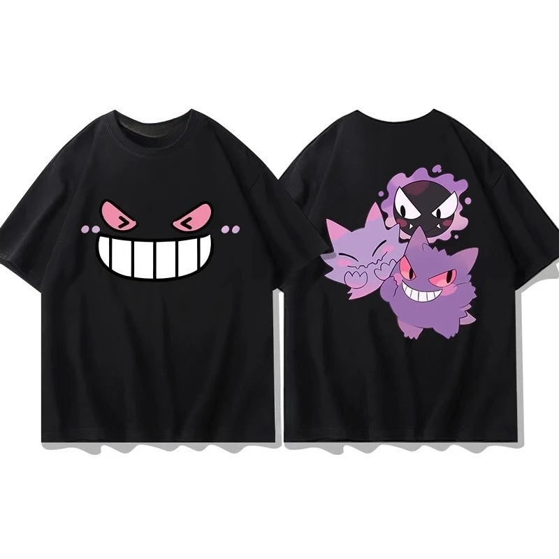 Pokémon Cute Gengar Printed T-shirt Unisex Plus Size Loose Short Sleeve Top