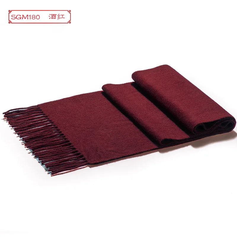 High Quality 100% Wool Men Korean Long Plaid Muffler Thermal Shawl