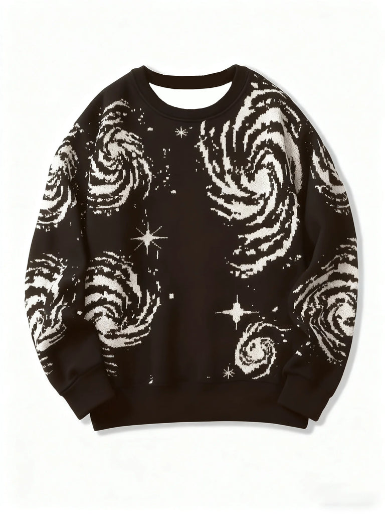 Men's Starry Sky Print with Round Neck Comfortable Casual Pullover Streetwear