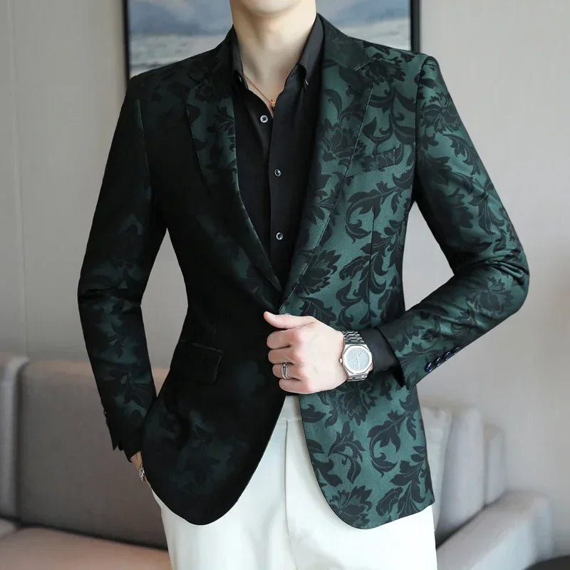 Luxury High-end Solid Color Plaid Stripe Men's Blazer Suit Jacket Coat