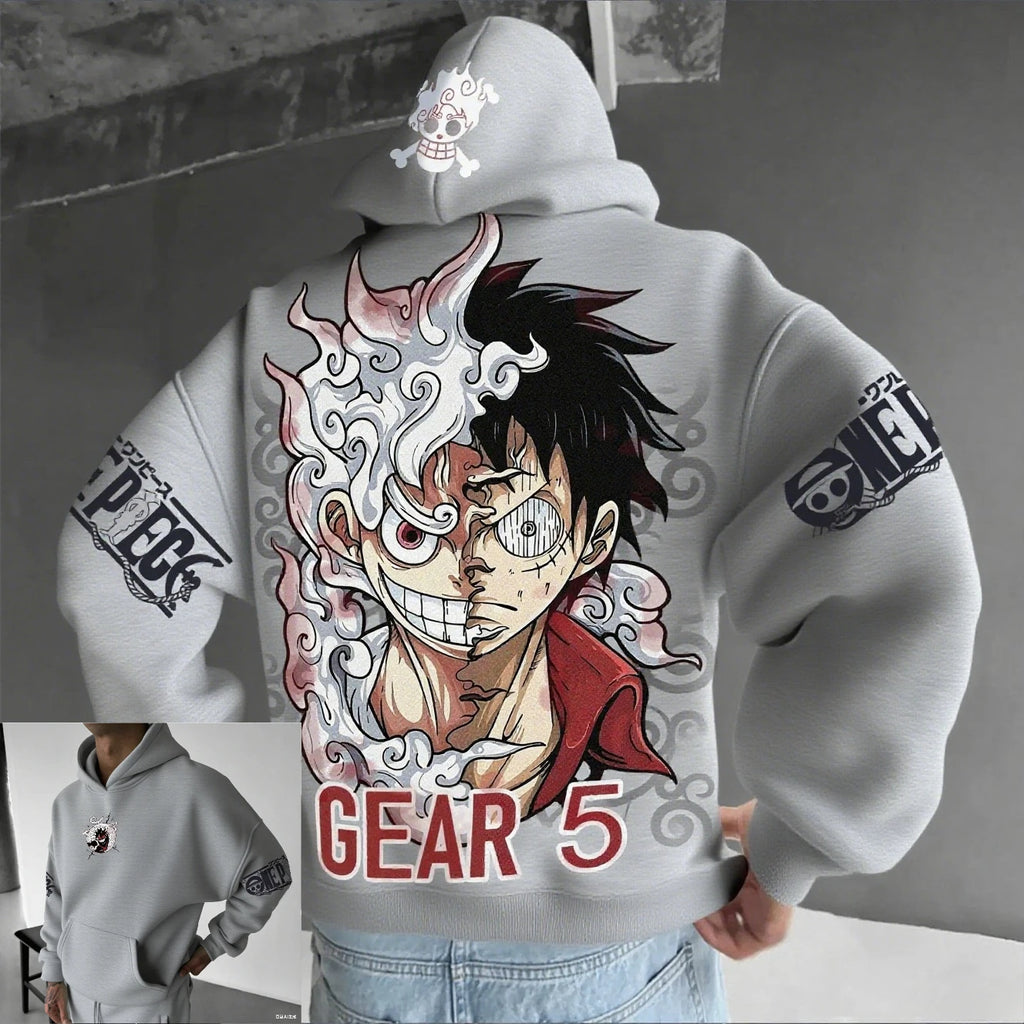 Anime Hoodie Unisex One Piece Luffy Gear 5 Streetwear Pullover Long Sleeve Sweatshirt