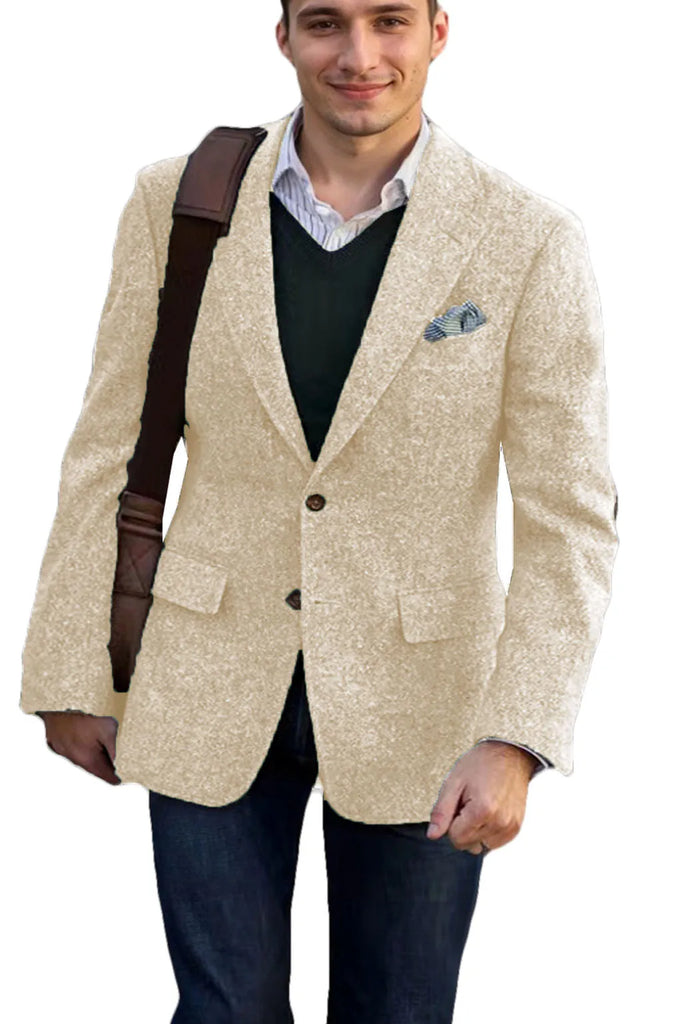 Vintage Tweed Men Suits With Patch Design Smart 1 Piece