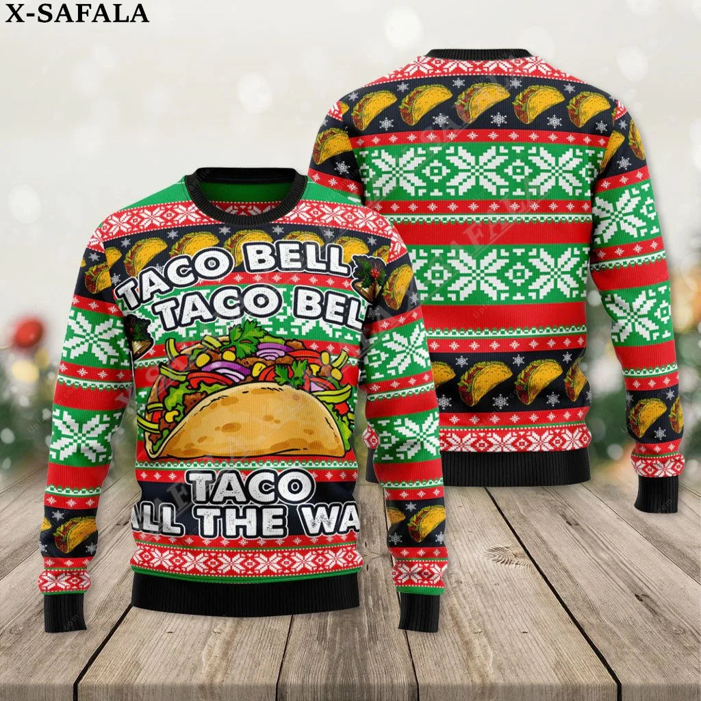 Men's Funny Taco Bell Ugly Christmas Knit Sweater