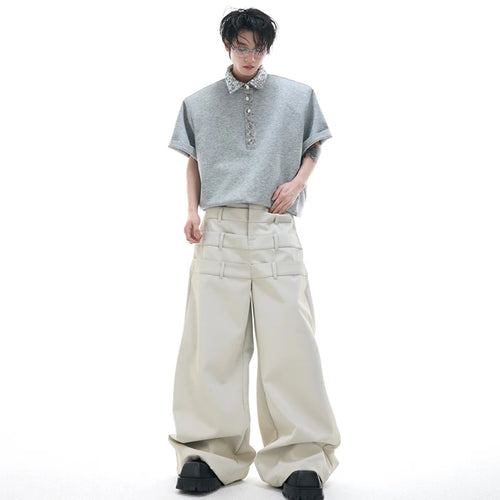 Men's Original Personalized Decorate Neck Shoulder Pad Short Sleeve Tops