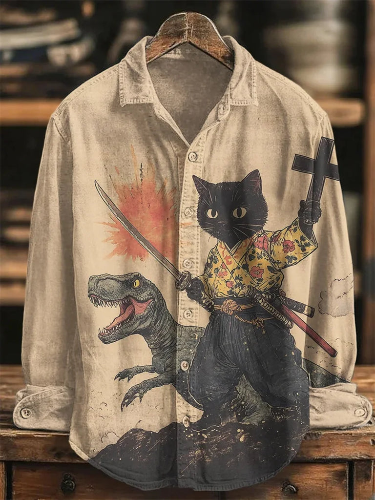 Men's Long Sleeve 3D Printed Casual Outdoor Daily Chinese Flap Shirt