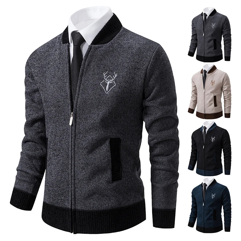 Chenille padded jacket men's warm trend knitted cardigan sweater coat