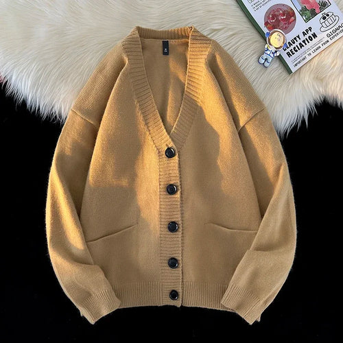 Korean Versatile Cardigan V-neck Men's Jacquard Comfortable Breathable Sweater