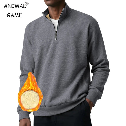 Men's Quarter Zip Sweatshirt Sherpa Fleece Pullover Heavyweight Winter Outerwear