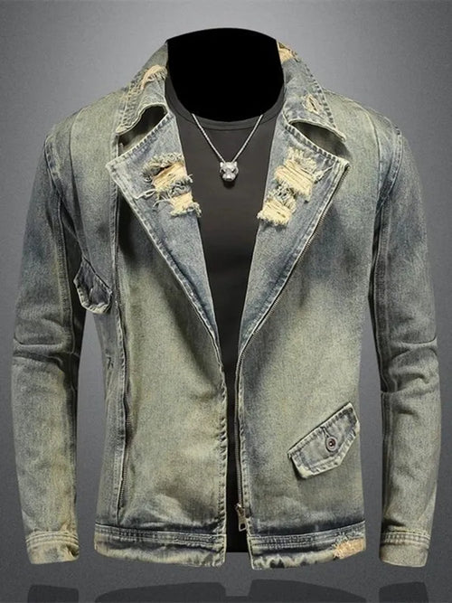 Retro Motorcycle Denim Jacket Men's Casual Loose Sports Large Size High Quality Jacket M-4XL