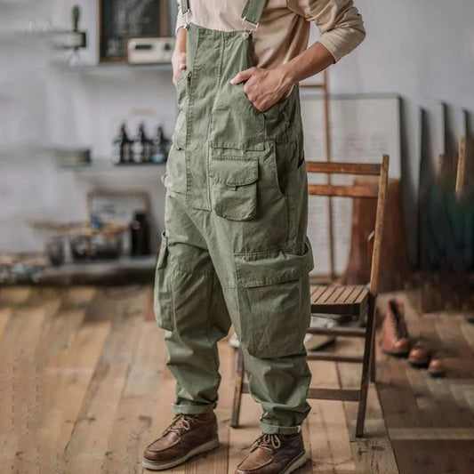 Loose Casual Men's Straight Overalls American Retro One-piece Suspenders Trousers