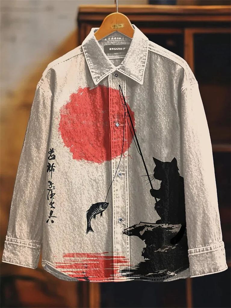 Men's Long Sleeve 3D Printed Casual Outdoor Daily Chinese Flap Shirt