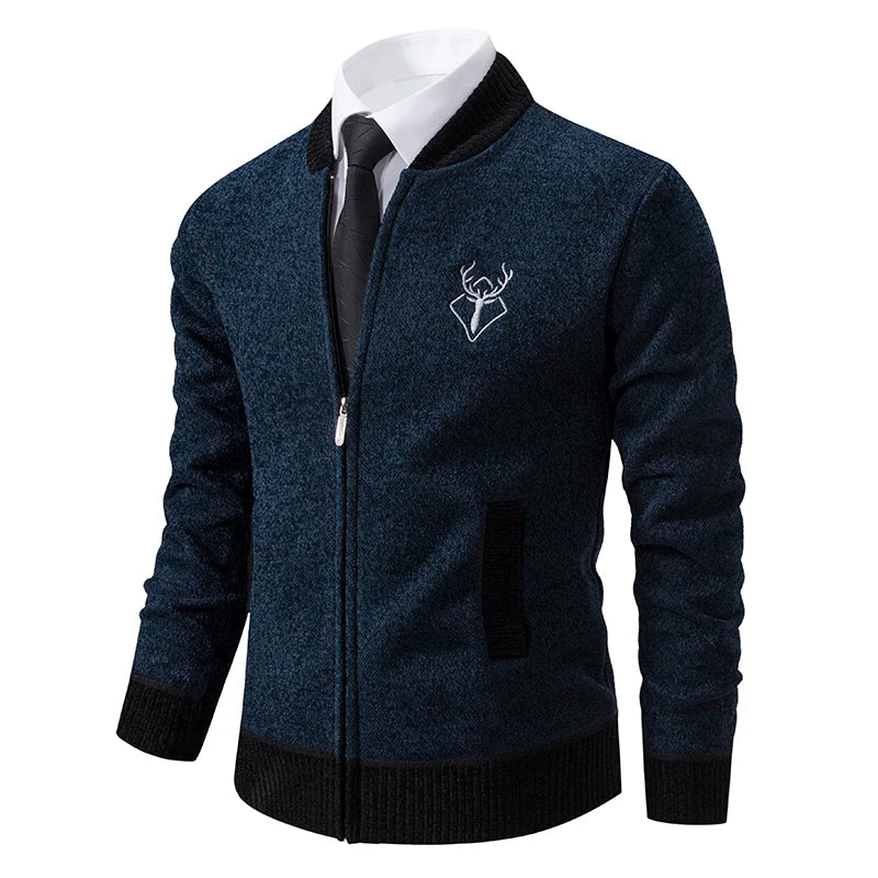 Chenille padded jacket men's warm trend knitted cardigan sweater coat