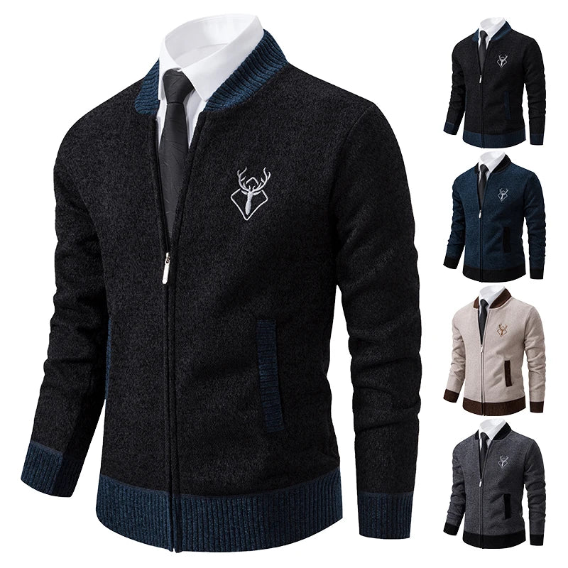 Chenille padded jacket men's warm trend knitted cardigan sweater coat