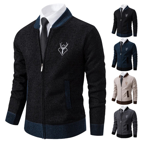 Chenille padded jacket men's warm trend knitted cardigan sweater coat