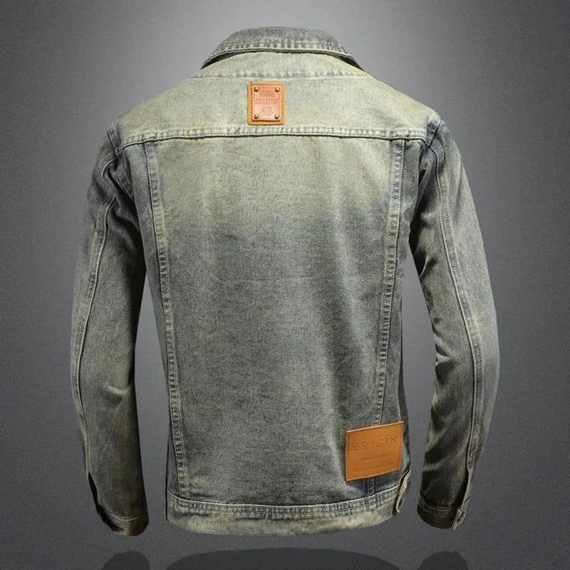 Retro Motorcycle Denim Jacket Men's Casual Loose Sports Large Size High Quality Jacket M-4XL