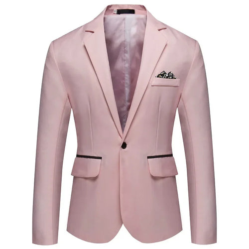 Men's Long Sleeve Single Button Slit Small Suiting Jacket Comfortable Fit
