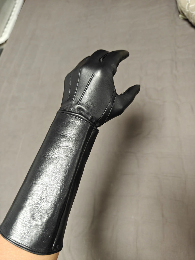 Men's Luxury Long Leather Gloves Unlined Soft Thin Fitted Gloves