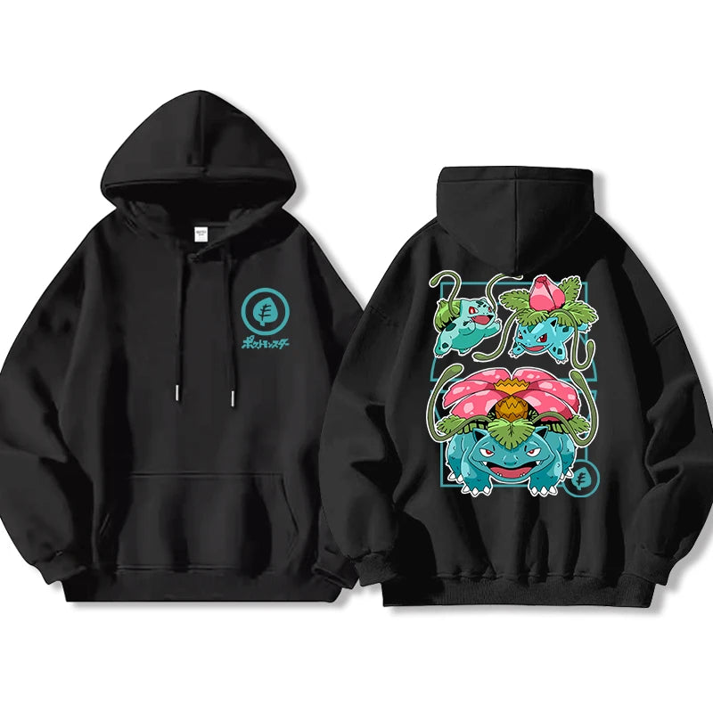 Pokémon Front and Rear Printed Hoodie Men Harajuku Large Size Casual Sweater