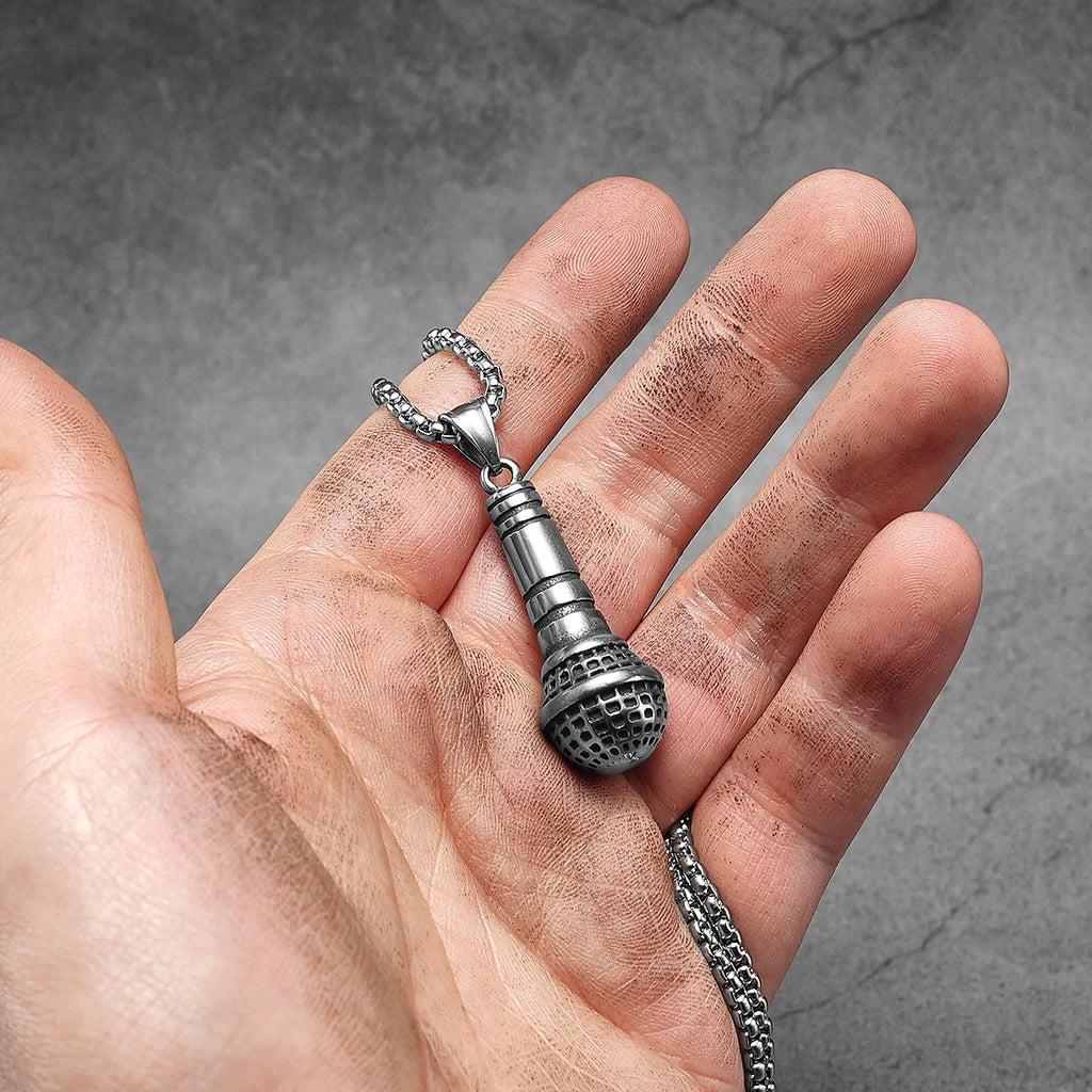 Microphone Men Necklaces Pendant Stainless Steel Jewelry