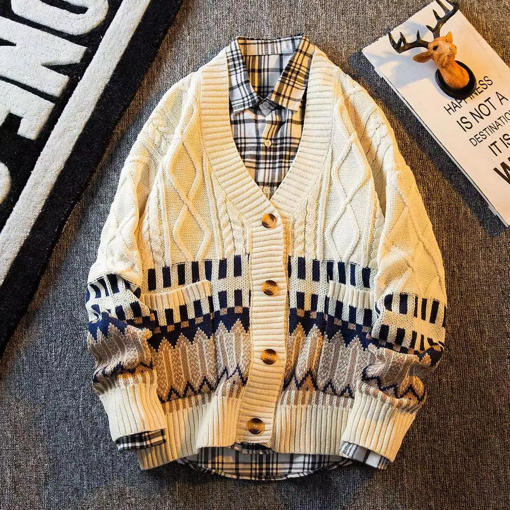 Cardigan Oversized Sweater Men Pullover Loose Harajuku Knitted Sweater Coat