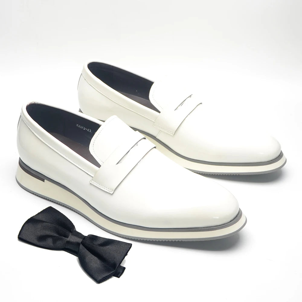 Luxury Designer Loafers Shoes for Men Solid Color High-grade Whole Patent Leather