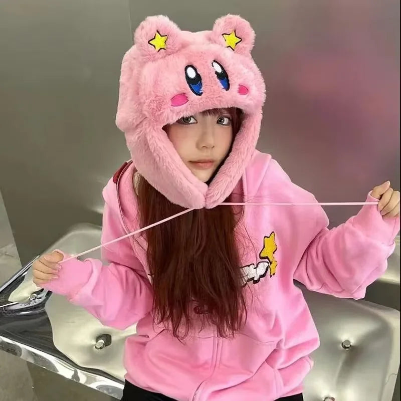 Cute Plush Cartoon Ski Windbreak Hats Keep Warm Outdoors Caps