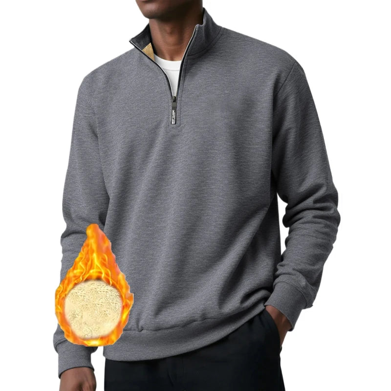 Men's Quarter Zip Sweatshirt Sherpa Fleece Pullover Heavyweight Winter Outerwear